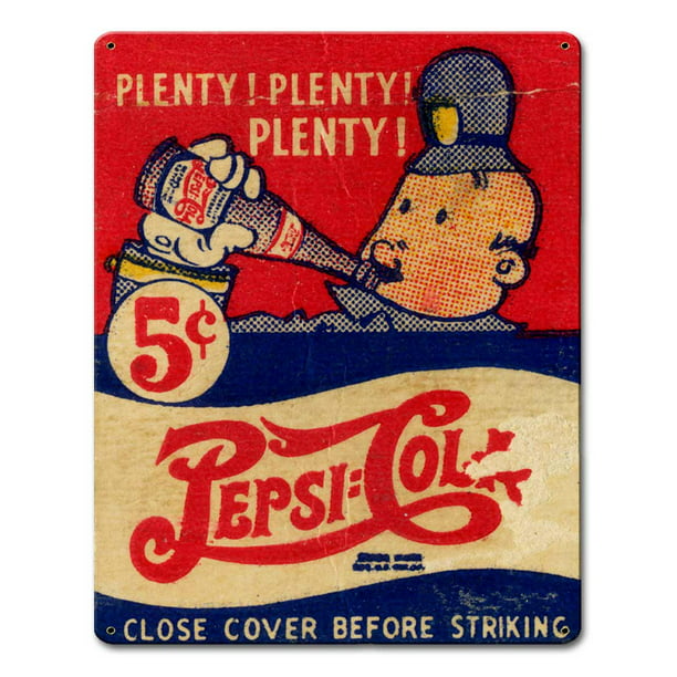 Pepsi Cola Vintage Rustic Retro Decorative Metal Sign 8" x 12"